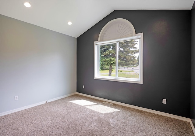 7580 Arroyo Ln, Missoula, MT 59808 - empty room with carpet floors, vaulted ceiling, and recessed lighting