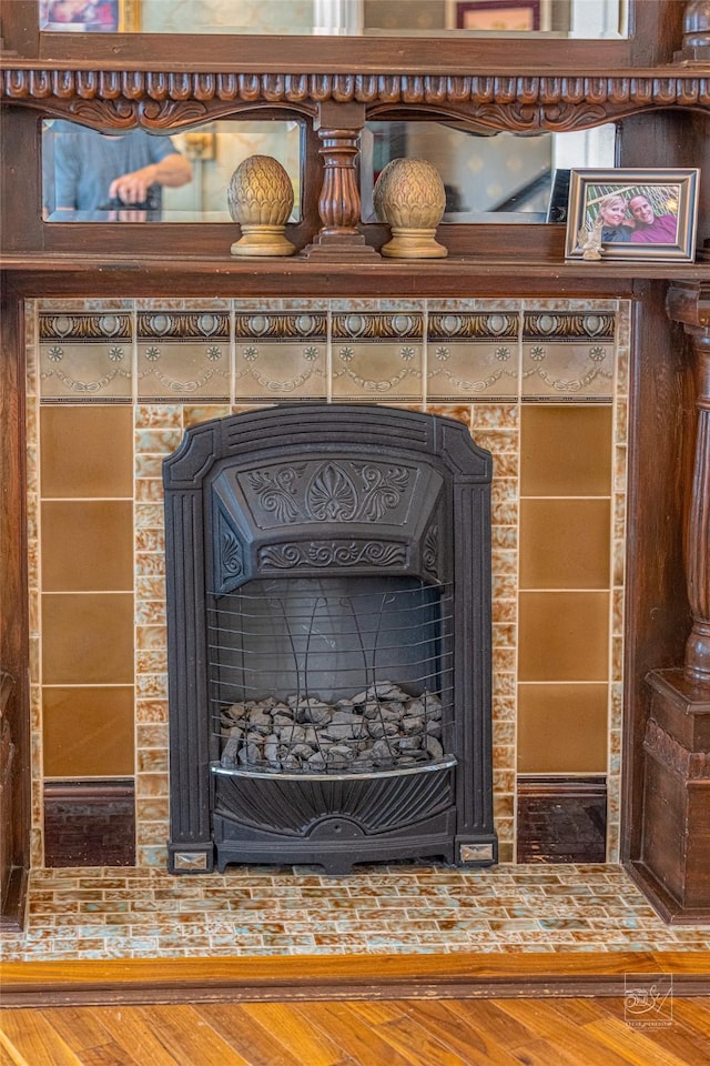 902 N Park Ave, Helena, MT 59601 - detailed view of wood finished floors and a fireplace