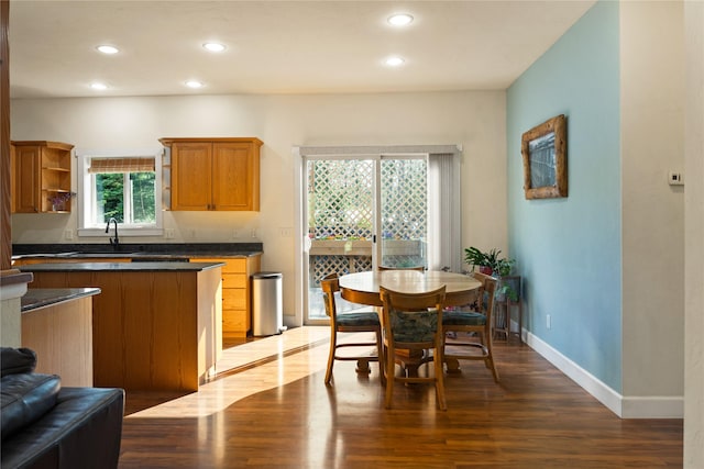 13471 Sundance Trl, Bigfork, MT 59911 - dining room with recessed lighting and dark wood-style flooring