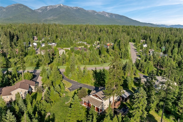 13471 Sundance Trl, Bigfork, MT 59911 - bird's eye view of a heavily wooded area and a mountain backdrop