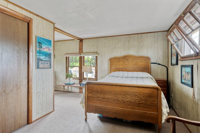 2606 View Dr, Missoula, MT 59804 - carpeted bedroom featuring wooden walls