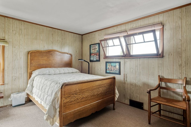 2606 View Dr, Missoula, MT 59804 - carpeted bedroom with wood walls