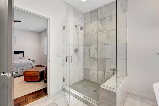 4995 Jeff Dr, Missoula, MT 59803 - ensuite bathroom with a shower stall, tile patterned flooring, and recessed lighting