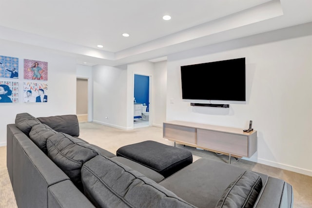 4995 Jeff Dr, Missoula, MT 59803 - living area featuring light colored carpet, recessed lighting, and a raised ceiling