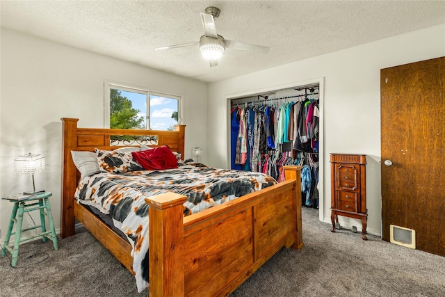 5900 Longview Dr, Missoula, MT 59803 - carpeted bedroom featuring a closet, a textured ceiling, and ceiling fan