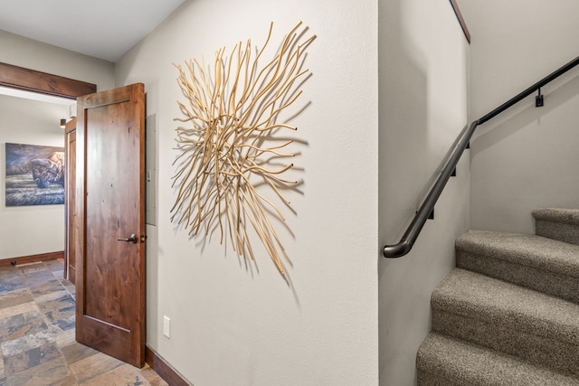100 N Low Bench Rd, Gallatin Gateway, MT 59730 - stairway featuring stone tile flooring and baseboards