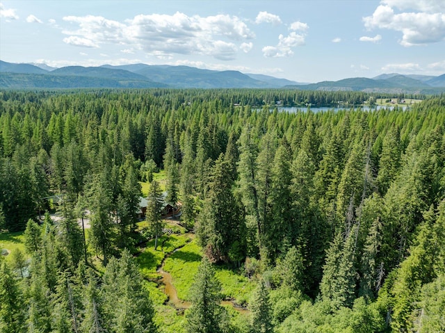 421 Swanson Lodge Rd, Troy, MT 59935 - mountain view featuring a heavily wooded area and a large body of water