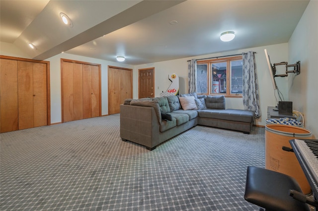 1520 Highland St, Helena, MT 59601 - carpeted living room featuring vaulted ceiling