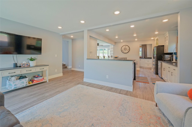 1520 Highland St, Helena, MT 59601 - living area featuring light wood-style flooring, baseboards, and recessed lighting