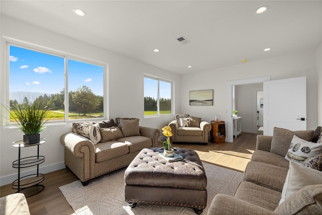 208 Cowboy Dr, Columbia Falls, MT 59912 - living room with light wood-style flooring, recessed lighting, and baseboards