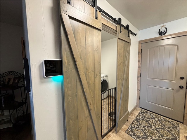 3075 Callaway Dr, East Helena, MT 59635 - entrance foyer featuring a barn door