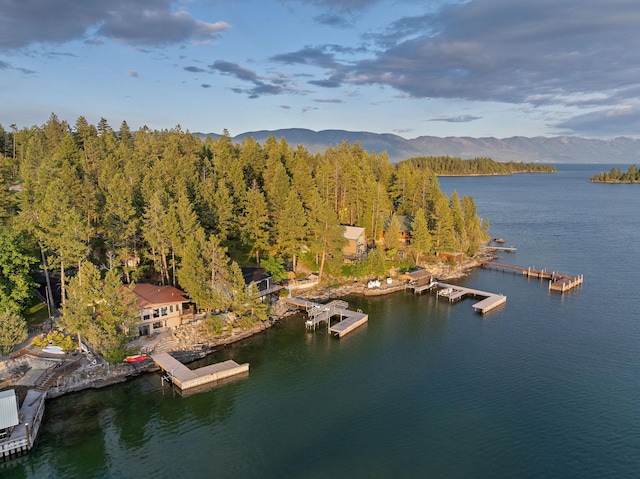 21347 Hydeaway Rd, Rollins, MT 59931 - drone / aerial view of a water and mountain view and a forest