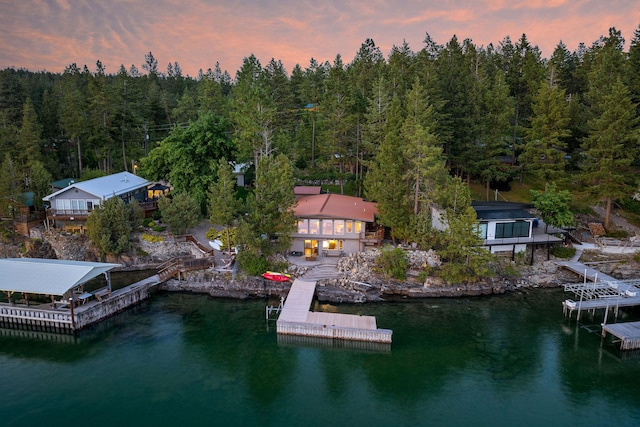 21347 Hydeaway Rd, Rollins, MT 59931 - dock area with a view of trees and a water view