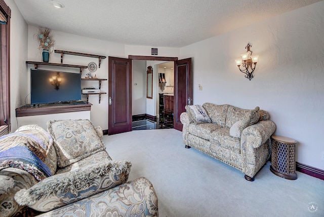 1644 Gold Rush Ave, Helena, MT 59601 - carpeted living area featuring baseboards and a textured ceiling