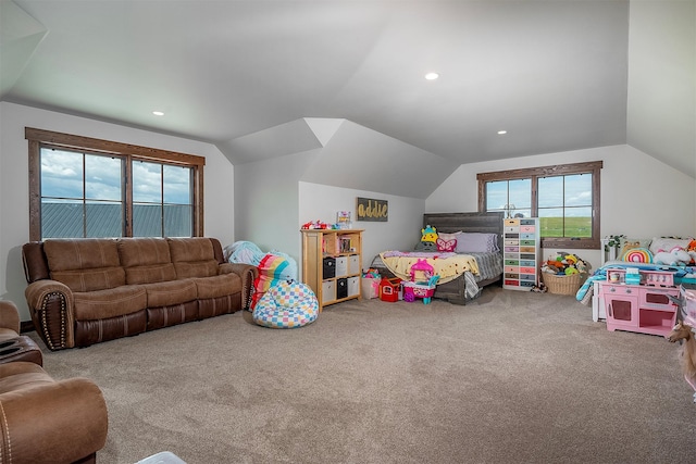 45331 Turnquist Rd, Ronan, MT 59864 - playroom with carpet flooring, vaulted ceiling, plenty of natural light, and recessed lighting