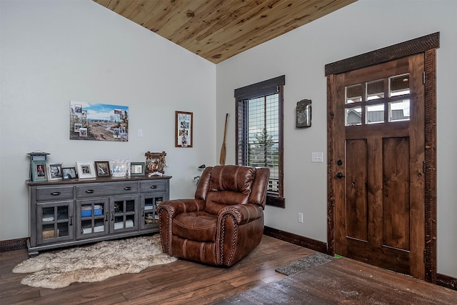 45331 Turnquist Rd, Ronan, MT 59864 - foyer entrance featuring wood finished floors, plenty of natural light, lofted ceiling, baseboards, and wood ceiling