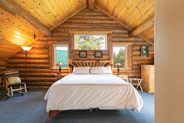 30 Douglas Lee Ln, Anaconda, MT 59711 - carpeted bedroom with wooden ceiling and log walls