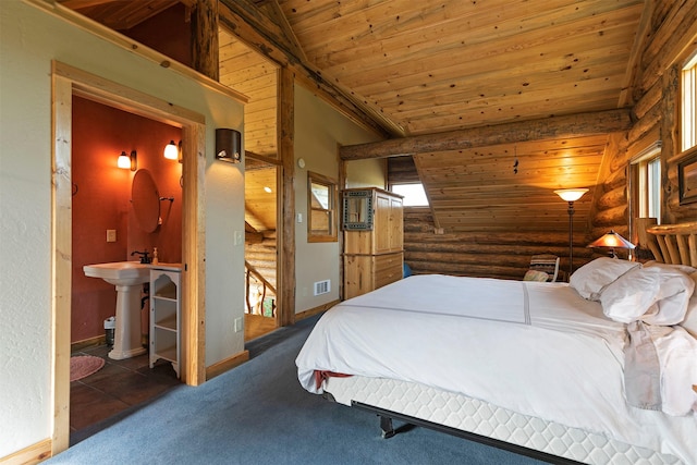 30 Douglas Lee Ln, Anaconda, MT 59711 - bedroom with rustic walls, wood ceiling, and carpet