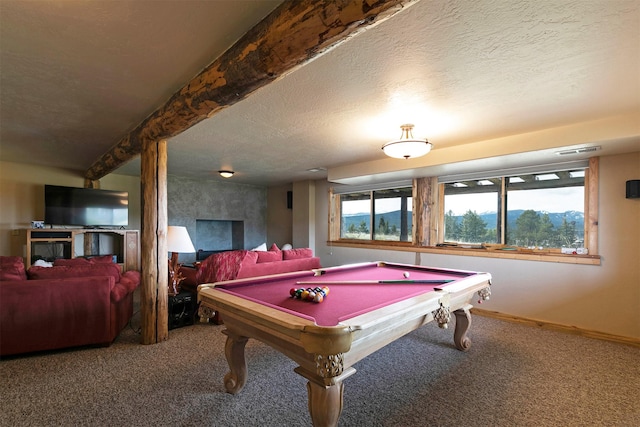 30 Douglas Lee Ln, Anaconda, MT 59711 - recreation room featuring carpet floors, pool table, and a textured ceiling