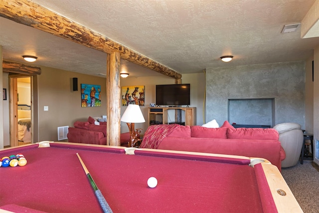 30 Douglas Lee Ln, Anaconda, MT 59711 - playroom featuring pool table, a textured ceiling, and carpet floors