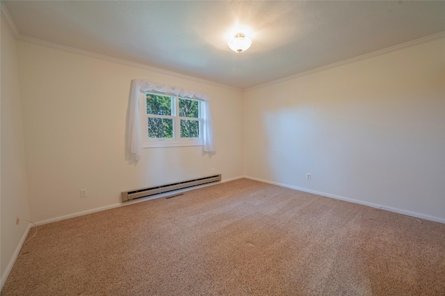 5706 Shannon Ct, Helena, MT 59602 - empty room featuring a baseboard radiator, carpet floors, and crown molding