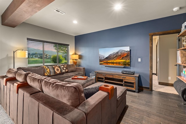 3069 Trading Post Pl, Missoula, MT 59808 - living room with wood tiled floors, beam ceiling, and a chandelier