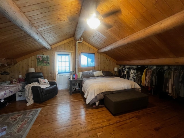 223 E G St, Sula, MT 59871 - bedroom with wood-type flooring, wooden ceiling, and wood walls