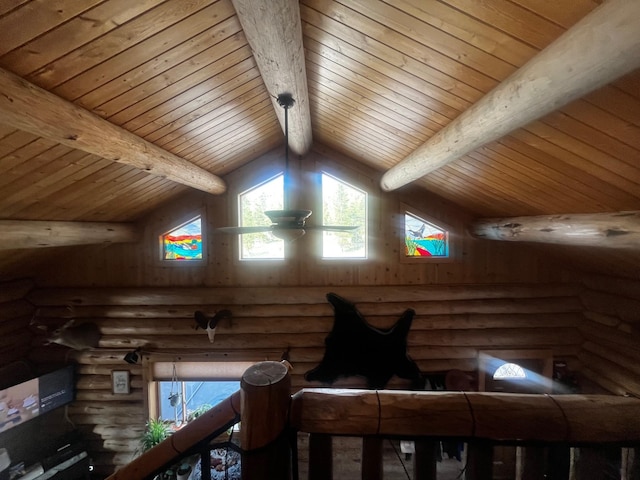 223 E G St, Sula, MT 59871 - bedroom featuring wood ceiling, rustic walls, and multiple windows