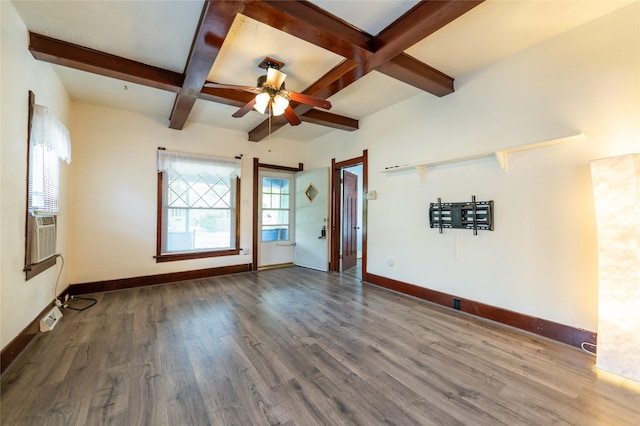 1805 2nd Ave N, Great Falls, MT 59401 - spare room with healthy amount of natural light, wood finished floors, a ceiling fan, beamed ceiling, and coffered ceiling