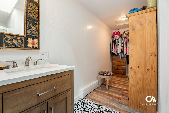 2623 Gold Rush Ave, Helena, MT 59601 - bathroom with vanity, a walk in closet, and wood finished floors
