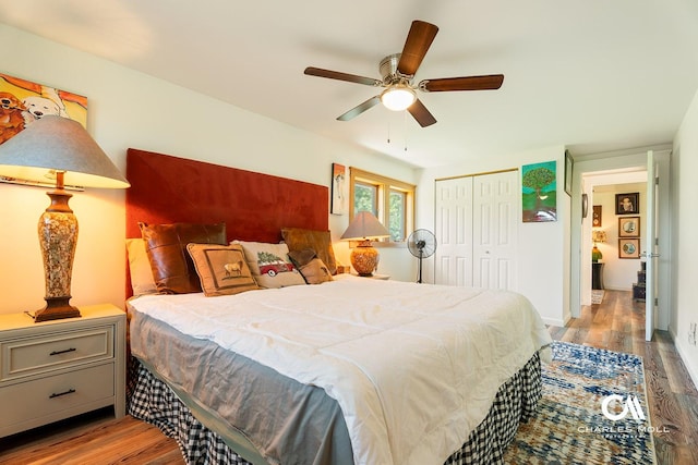 2623 Gold Rush Ave, Helena, MT 59601 - bedroom featuring wood finished floors, a closet, and ceiling fan