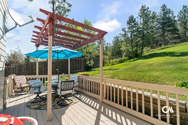 2623 Gold Rush Ave, Helena, MT 59601 - deck with a pergola, outdoor dining area, and a fenced backyard