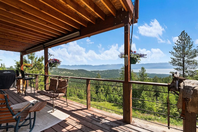 298 Lone Wolf Trl, Lakeside, MT 59922 - deck with a mountain view