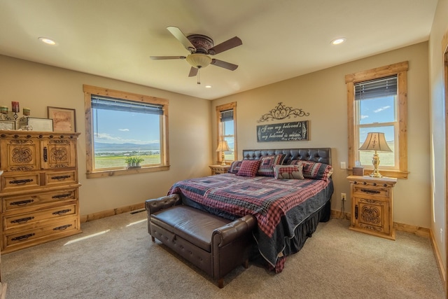 51 Whitehorse Rd, Townsend, MT 59644 - carpeted bedroom with multiple windows, recessed lighting, and ceiling fan