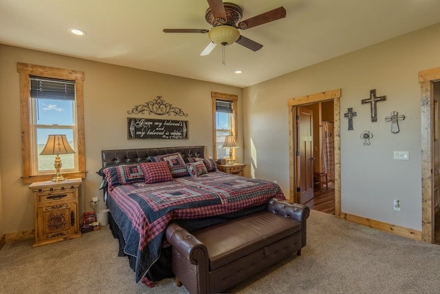 51 Whitehorse Rd, Townsend, MT 59644 - carpeted bedroom with multiple windows, recessed lighting, and ceiling fan