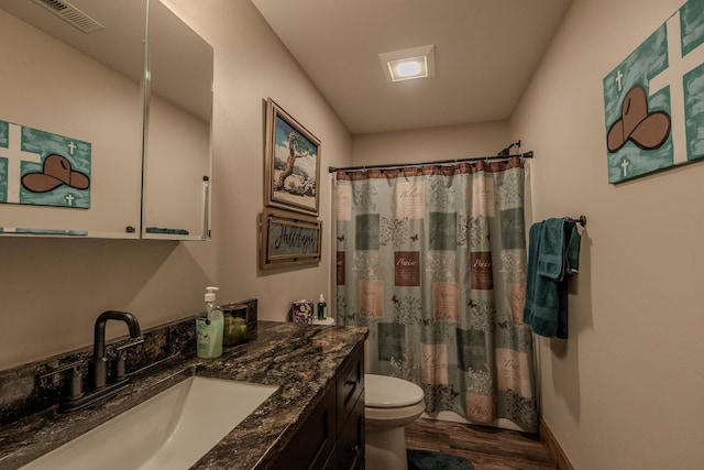 51 Whitehorse Rd, Townsend, MT 59644 - bathroom with wood finished floors, vanity, and curtained shower