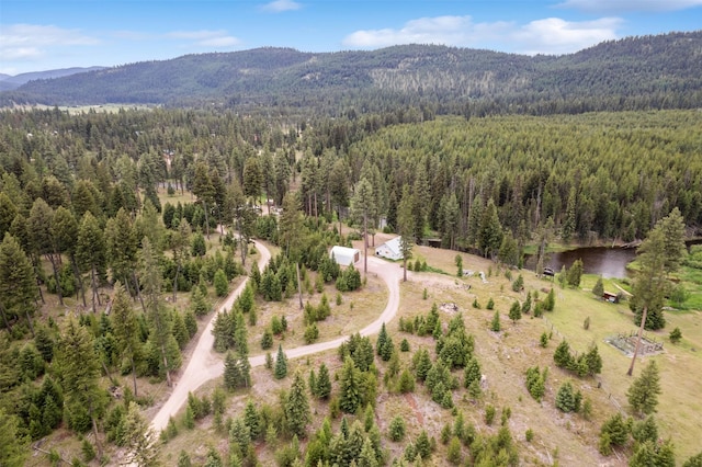 752 Grizzly Dr, Seeley Lake, MT 59868 - bird's eye view of a heavily wooded area and a water and mountain view