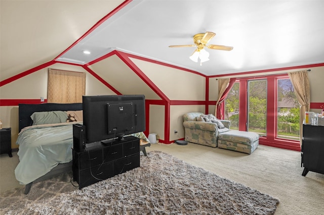 1126 4th Ave S, Great Falls, MT 59405 - carpeted bedroom with lofted ceiling and ceiling fan
