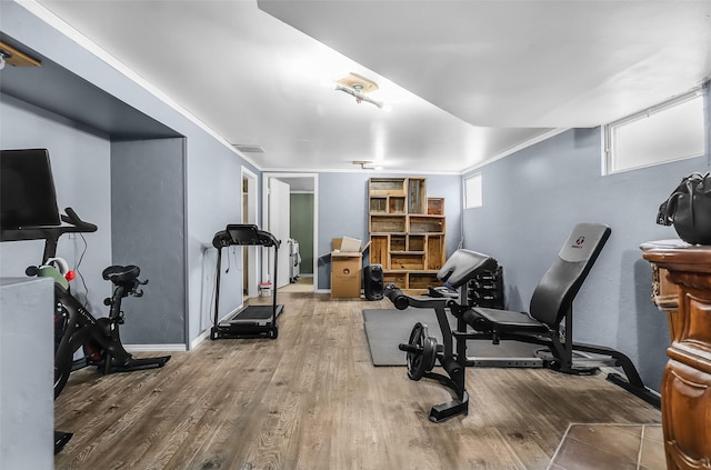 1126 4th Ave S, Great Falls, MT 59405 - exercise area featuring wood finished floors and ornamental molding