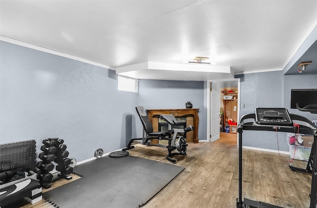 1126 4th Ave S, Great Falls, MT 59405 - exercise room with ornamental molding and light wood-type flooring