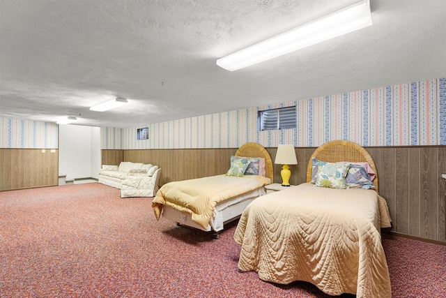 1229 Old Orchard Rd, Missoula, MT 59802 - bedroom featuring wallpapered walls, carpet floors, wainscoting, and wooden walls