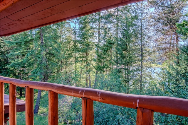 1429 Schoolhouse Lake Rd, Troy, MT 59935 - balcony featuring a wooded view