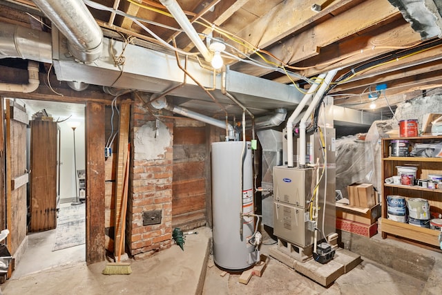 223 12th St N, Great Falls, MT 59401 - unfinished basement featuring gas water heater and heating unit