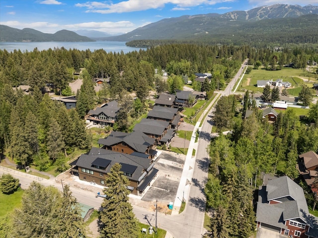 508 Dakota Ave, Whitefish, MT 59937 - aerial view of residential area featuring a water and mountain view and a forest