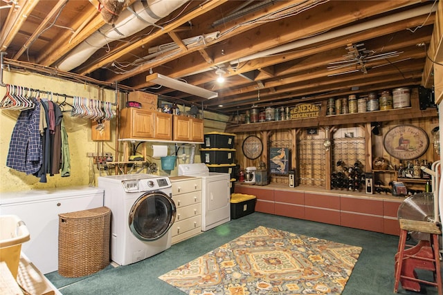 2200 5th Ave, Helena, MT 59601 - laundry room with washing machine and clothes dryer and cabinet space