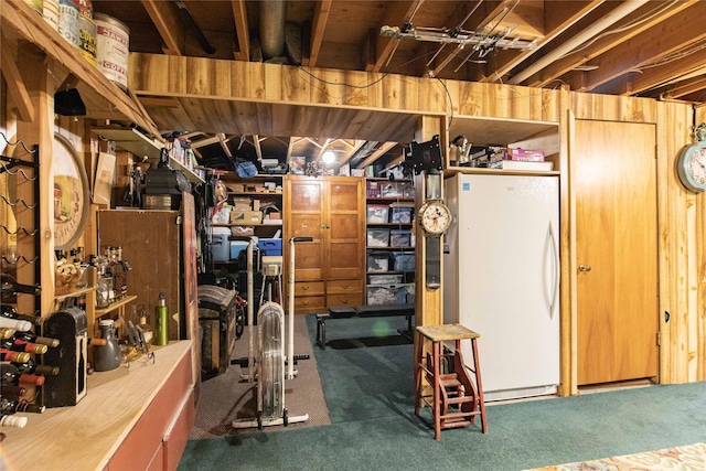 2200 5th Ave, Helena, MT 59601 - unfinished basement with freestanding refrigerator and carpet