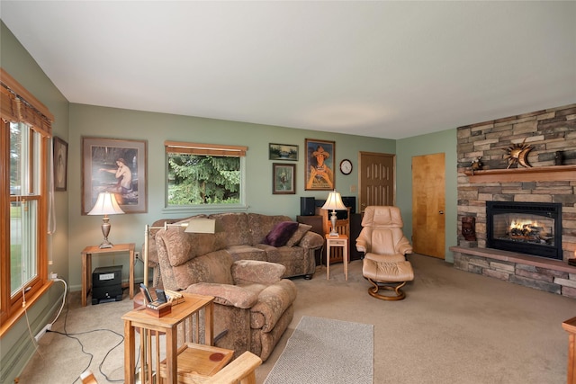 2200 5th Ave, Helena, MT 59601 - living room featuring light colored carpet and a fireplace