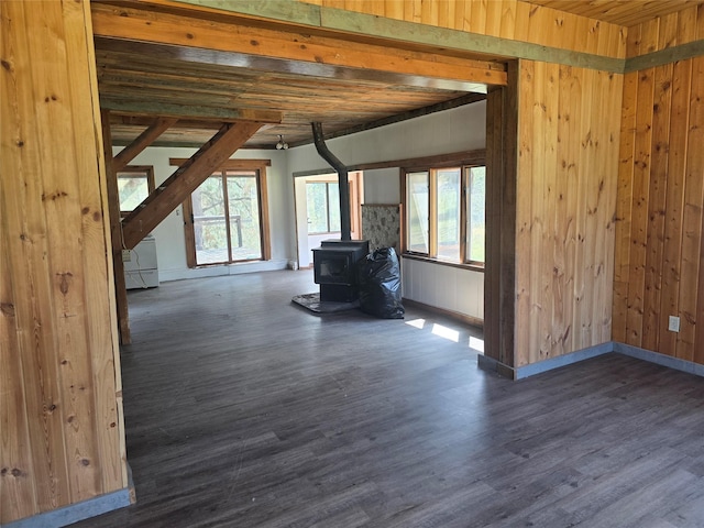 40 Larch Ln, Saint Regis, MT 59866 - living area featuring dark wood-type flooring and a wood stove