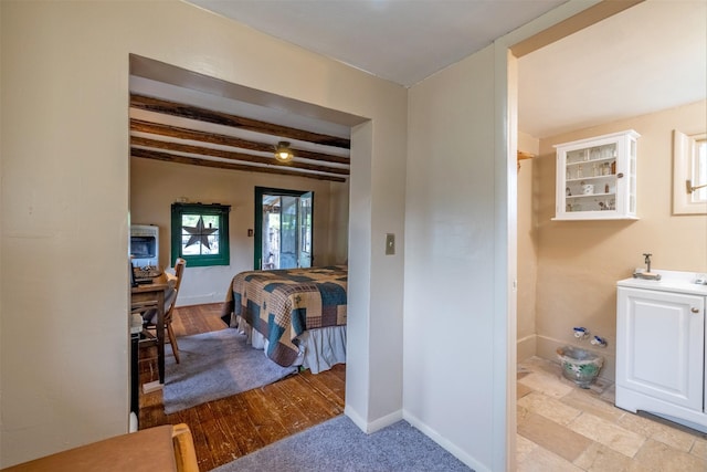 3422 Rimini Rd, Helena, MT 59601 - bedroom featuring beamed ceiling and baseboards