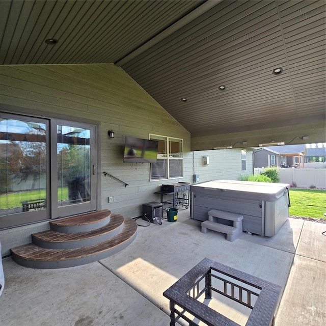 104 39th Ave NE, Great Falls, MT 59404 - view of patio / terrace featuring a hot tub and entry steps